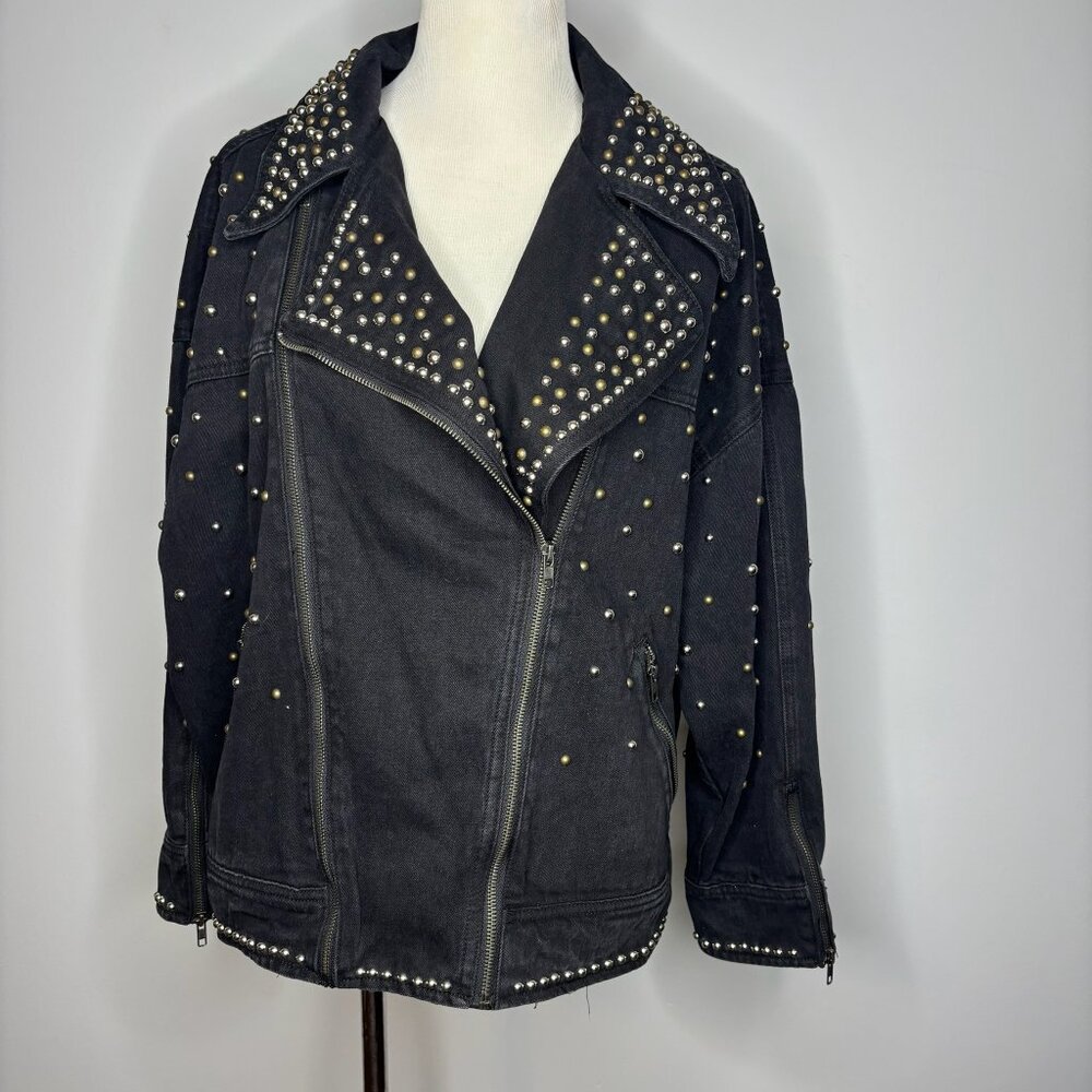 Nasty Gal - Black Studded Denim Jacket